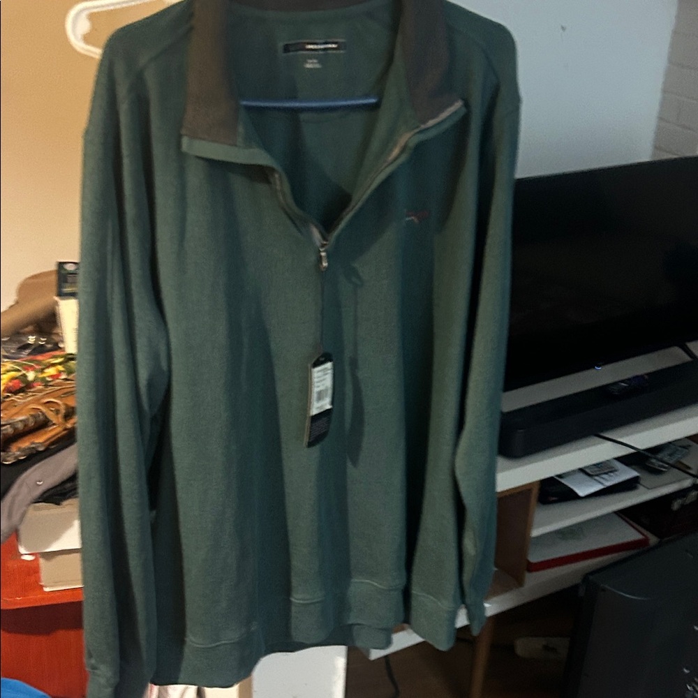 Greg Norman Collection Dark Green Zip-Up collar XL shirt,new ,long sleeve